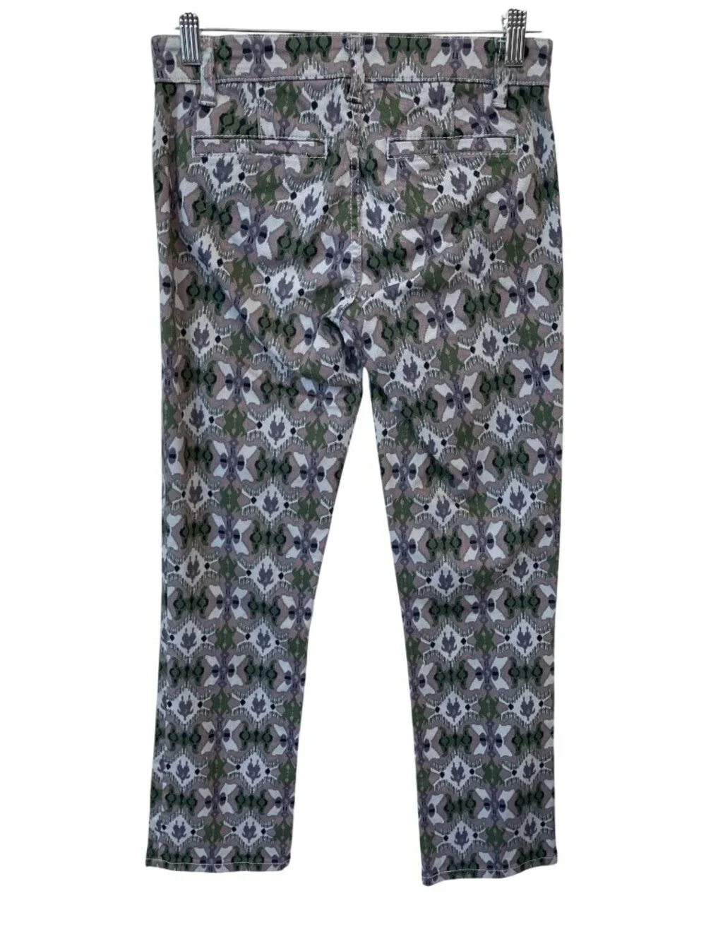 Tory Burch Ankle Pant Size 24 Mid Rise Flat Front Abstract Print Hippie Chic NEW